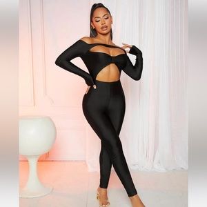 SXY Cut Out Front Off Shoulder Unitard